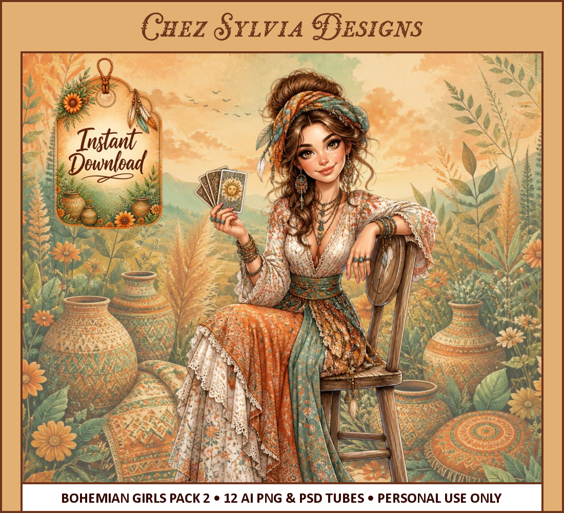 (image for) CSD - 12 AI Tubes Bohemian Girl Pack 2